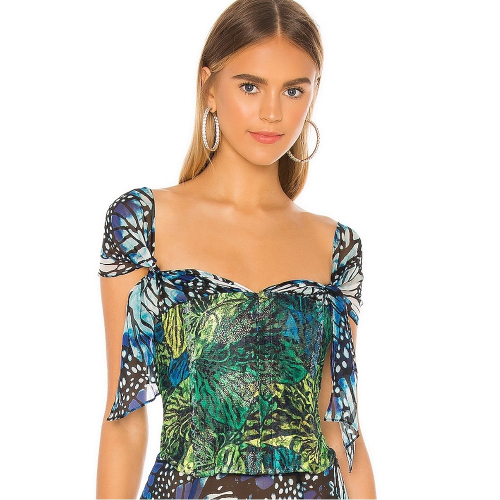 Kim Shui Blue and Green Butterfly Bustier